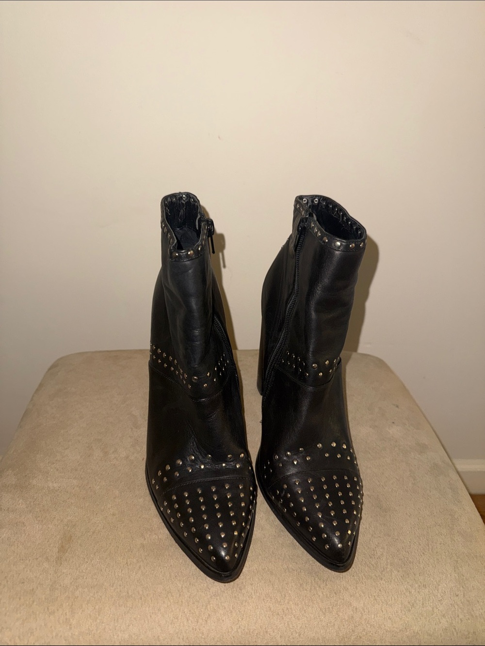 Steve Madden Black Studded Pointed-Toe Ankle Booties